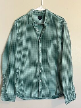 J. Crew Green Gingham Button-Down Shirt